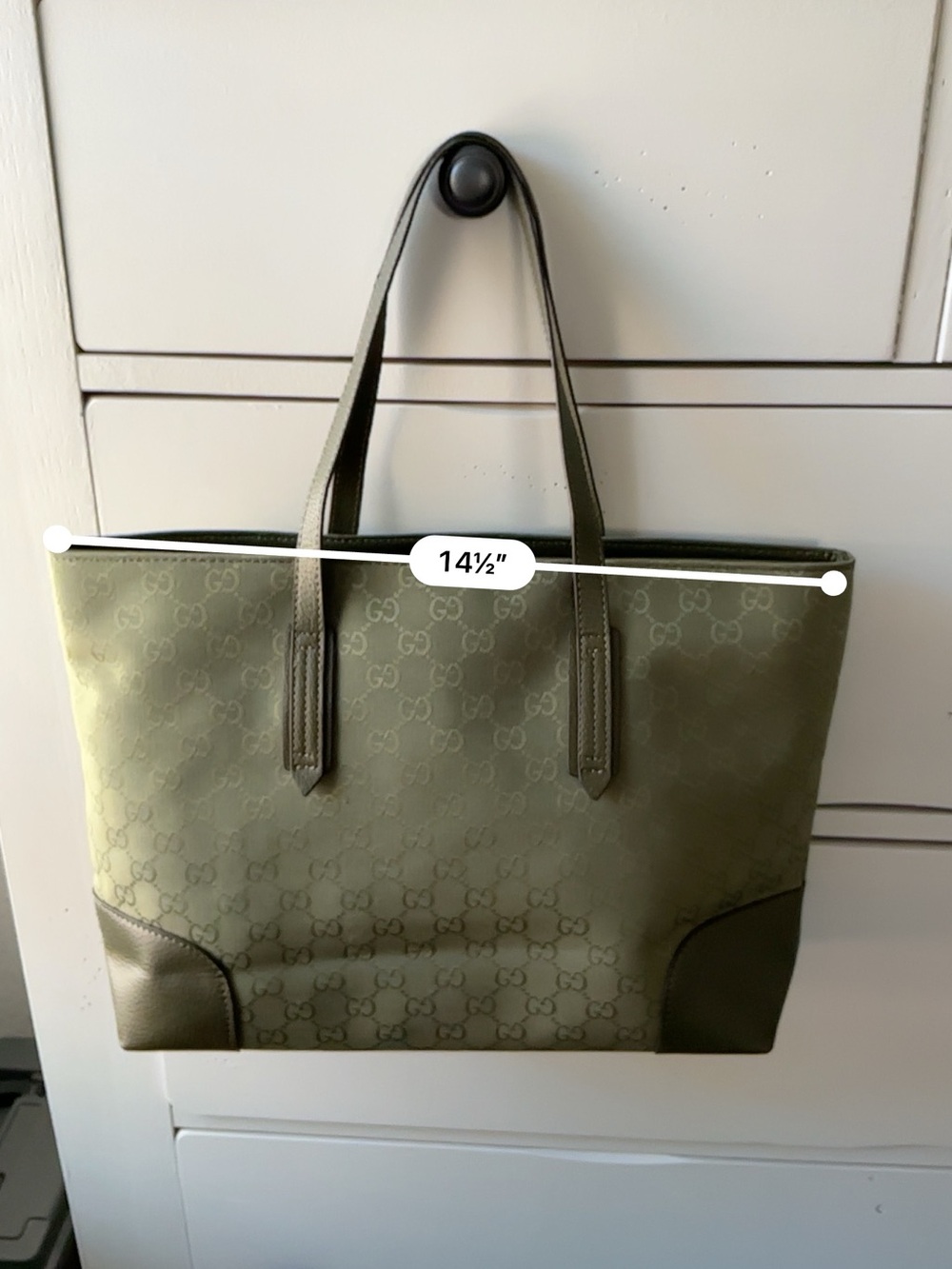 ✨ Designer Inspired Olive Green Monogram Tote ✨ - Picture 7 of 8